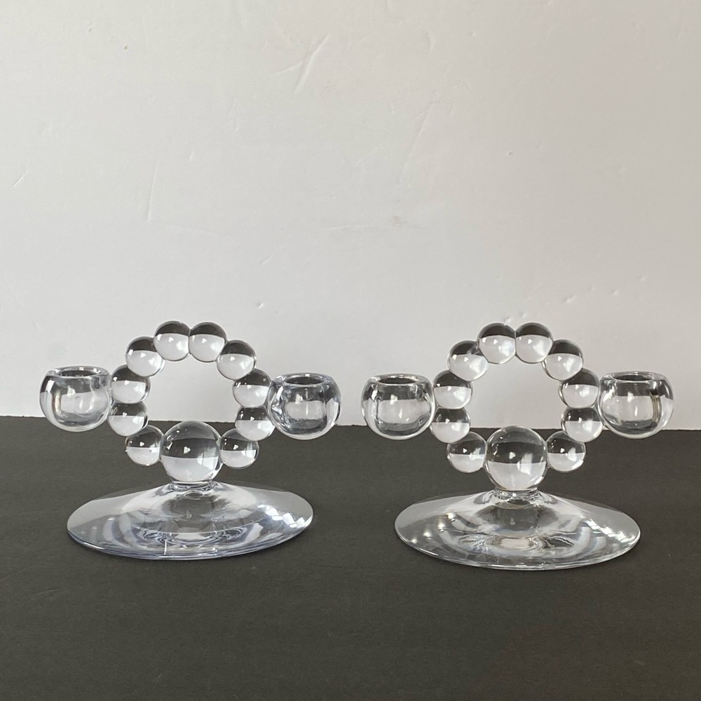Vintage Imperial Glass-Ohio Candlewick Clear Bubble Candlestick Holders Set of 2